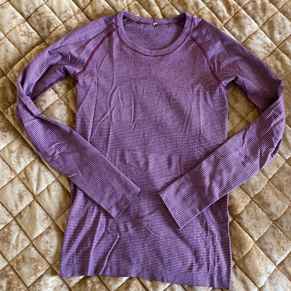 lululemon athletica Purple Striped Long Sleeve Tee